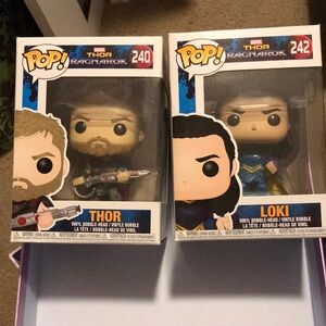 New in box. Thor 240 and Loki 242 Marvel Funco Pop figures.